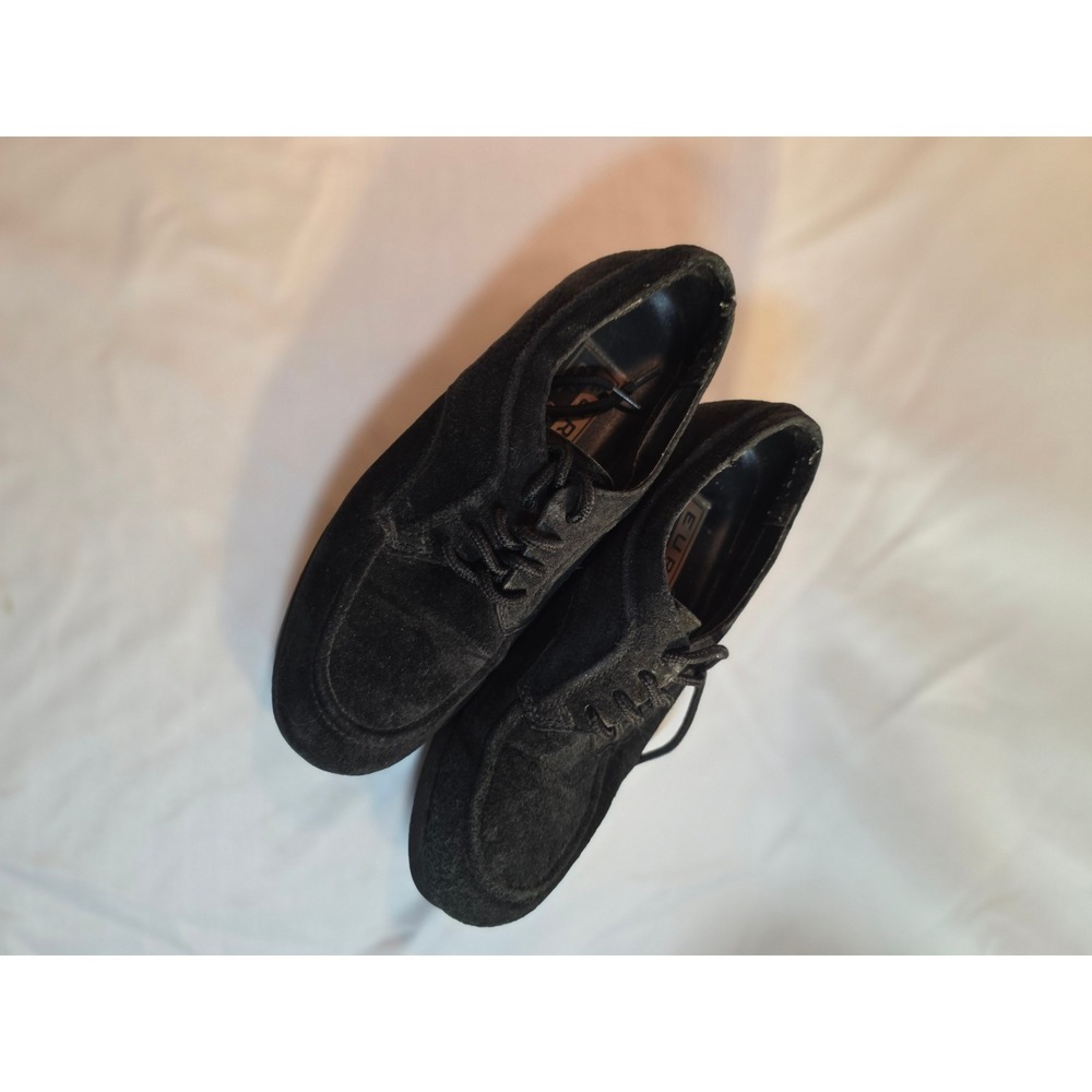 Euro Club Mens Black Suede Lace Up Oxfords Moc Toe Dress Shoes